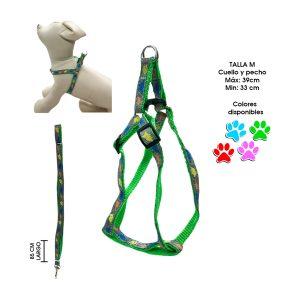 ARNES Y CORREA P/MASCOTA  DINOSAURIOS CORREA 1.5X85CM ARNES 1.5X33-39CM 70-5B