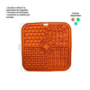 PLATO P/MASCOTA  ANTIANSIEDAD CUADRADO SILICON C/VENTOSAS  20X20CM  70-27