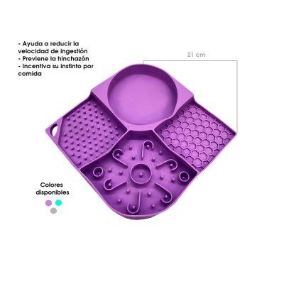 PLATO P/MASCOTA  ANTIANSIEDAD SILICON CUADRADO C/VENTOSAS 70-27C