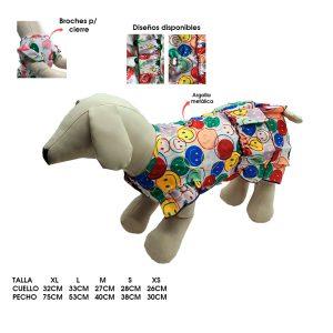 VESTIDO P/PERRO SURTIDO CARITAS Y FRESAS XS S M L XL C/ARGOLLA 70-52
