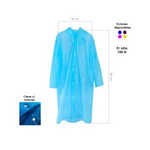 CAPA P/LLUVIA TIPO GABARDINA INFANTIL C/MANGAS 100 GRAMOS 1068