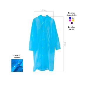 CAPA P/LLUVIA TIPO GABARDINA INFANTIL 90 GRAMOS 115X55X.015MM LW-80913