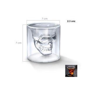 VASO DOBLE FONDO CALAVERA DE VIDRIO 7X7CM 2.3ONZAS
