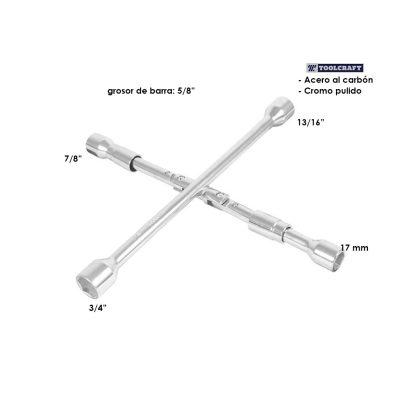 LLAVE DE CHUCHOS EN CRUZ 13/16  3/4  7/8  17MM PLEGABLE