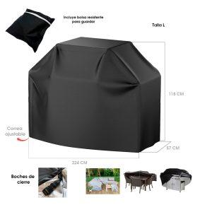COBERTOR CHURRASQUERA/MULTISUSOS LARGE OXFORD Y PU 165X111X57CM HQ432701-L