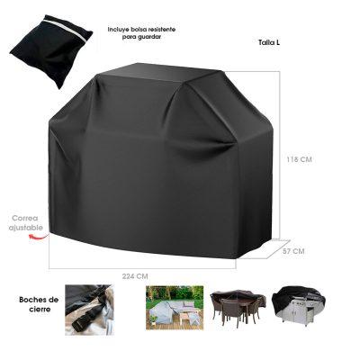 COBERTOR CHURRASQUERA/MULTISUSOS LARGE OXFORD Y PU 165X111X57CM HQ432701-L