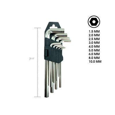 LLAVES ALLEN 19CM 9 PCS 1.5,2,2.5,3,4,5,6,8,10 ACE-6011130A1