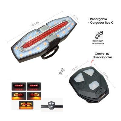 LAMPARA P/BICICLETA FUNCIONES CONTROL REMOTO Y SONIDO 5734-10