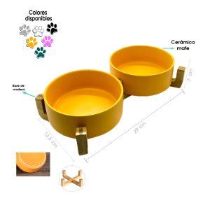 PLATO P/MASCOTA DOBLE CERAMICO C/STAND DE MAERA 18X14CM 70-74