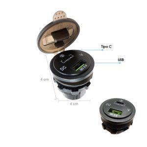 SOCKET ELECTRICO USB CARGA RAPIDA Y USB C C/TAPADERA 8098-9