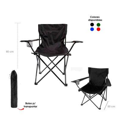 SILLA PLEGABLE 50X50X80CM P/ADULTO C/PORTA VASO TUBO 16MM 0570-7