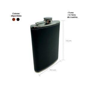 ANFORA  ACERO INOXIDABLE FORRO CUERINA 9 ONZAS ROJO Y NEGRO  6310B-1