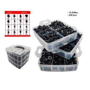 CLIPS RETENEDORES 630 PCS 16 MODELOS  CD-172709/WT