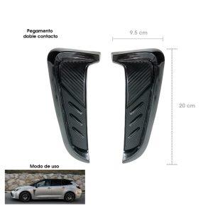 SALIDA DE AIRE BRANQUIAS 2 PCS NEGRO C/CARBON 20X9.5CM CD-141774A