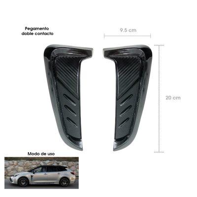 SALIDA DE AIRE BRANQUIAS 2 PCS NEGRO C/CARBON 20X9.5CM CD-141774A