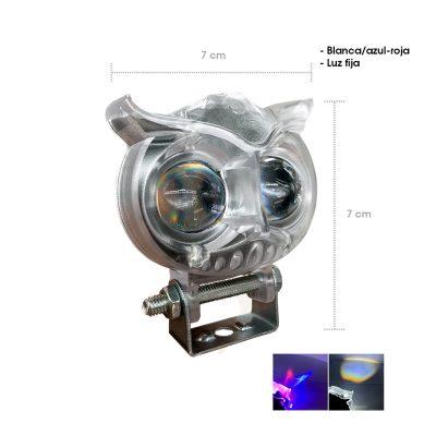 LAMPARA LED BUHO BLANCO Y AZUL/ROJO 12V CD-290938