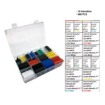 DUCTO TERMOENGOGIBLE COLORES 580 PCS 16 TAMA?OS BOX180
