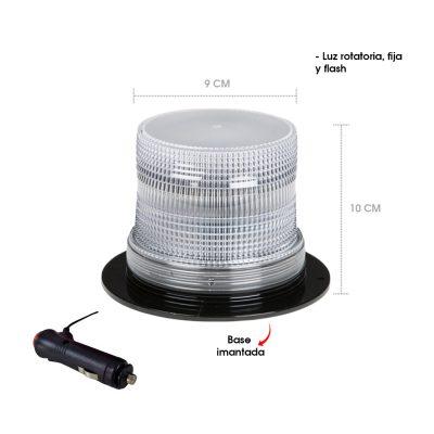 TAMALERA 18 LED BLANCA MAGNETICA ROTATIVA Y FLASH 15X12CMS 8685-10