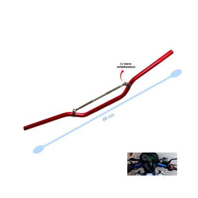 TIMON P/MOTO ROJO C/BARRA ESTABILIZADORA 68CM