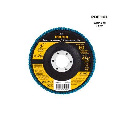 DISCO ABRASIVO LAMINADO 4 1/2 PLG GRANO 60 PRETUL