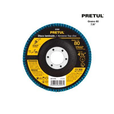 DISCO ABRASIVO LAMINADO 4 1/2 PLG GRANO 80 PRETUL