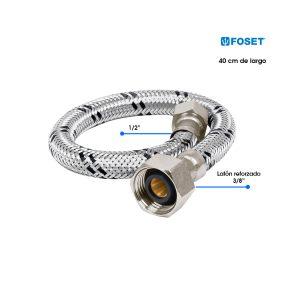 TUBO ABASTO ACERO INOX  LAVAMANOS 3/8X1/2X40CM FLEXINOX FOSET