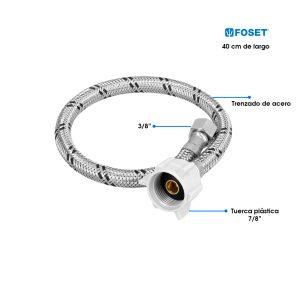 TUBO ABASTO ACERO INOX  INODORO 7/8 X 3/8 X 40CM FLEXINOX FOSET