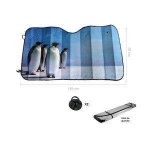 TAPASOL PLEGABLE ALUMINIO TRES PINGUINOS AMIGOS 140X70CM LX-F024