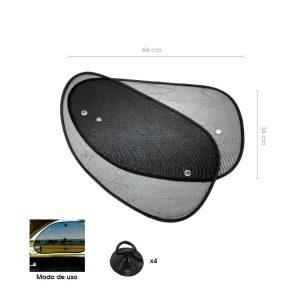TAPASOL P/CARRO MALLA NEGRA 2 PCS OVALADO 65X38CM CL2083
