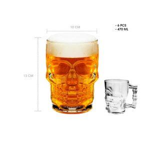 TARRO DE VIDRIO CALAVERA 6PCS 470ML