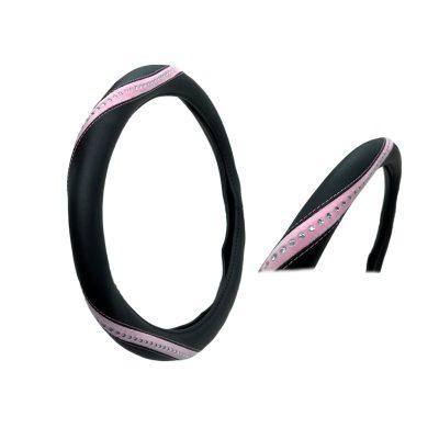 FORRO P/TIMON NEGRO CUERINA FELPA DIAMANTE/ROSADO LF-4228