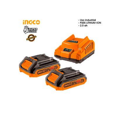 BATERIAS P/HERRAMIENTAS 2 PCS 20V 2AH C/CARGADOR INALAMBRICO INGCO