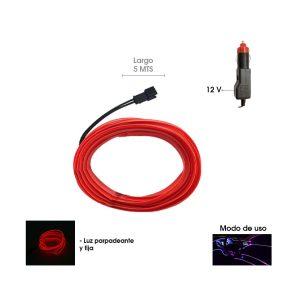 LUZ LED P/CARRO ROJO SMARTWIRE 5 MTS C/FUNCIONES  CD-172201B