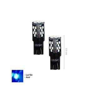 BOMBILLO 33 LED AZUL T10 2 PCS 12/24V 2016T10