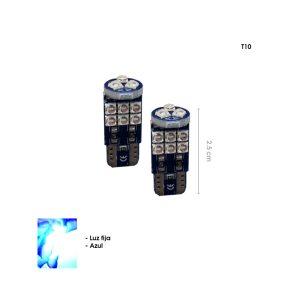 BOMBILLO 15 LED T10 AZUL 2 PCS Q3030T10