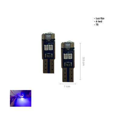 BOMBILLO LED AZUL 12V T5 6 LED CD-180416