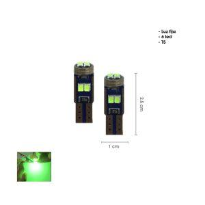 BOMBILLO LED VERDE 12V T5 6 LED  CD-180416
