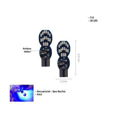 BOMBILLO LED AZUL 30 LED MULTIFUNCION T10 CD-189489
