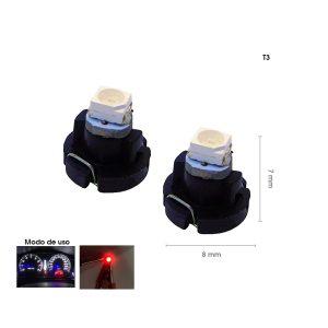 BOMBILLO LED T3 ROJO 2 PCS