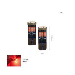 BOMBILLO 27 LED T10 ROJO 2 PCS 2016T10