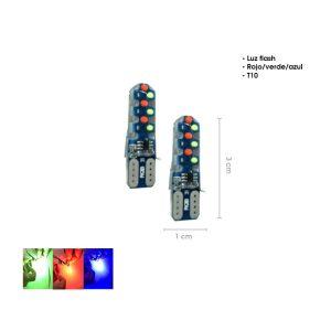 BOMBILLO 18 LED T10 RGB MULTICOLOR 2 PCS COBT10