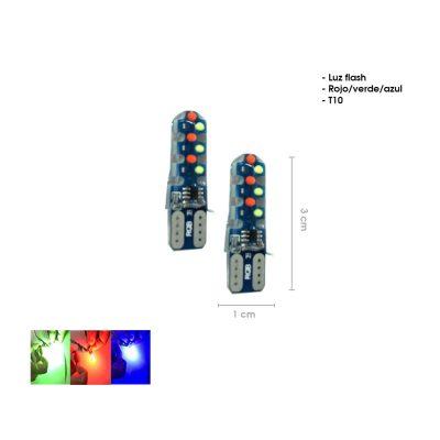BOMBILLO 18 LED T10 RGB MULTICOLOR 2 PCS COBT10