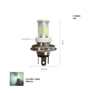 BOMBILLO LED H4 TRES LADOS CERAMICO H4/3