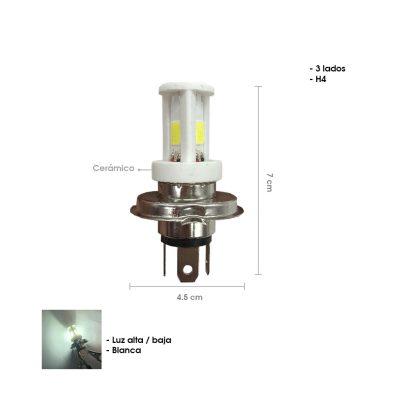 BOMBILLO LED H4 TRES LADOS CERAMICO H4/3