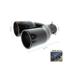 PUNTA DE ESCAPE DOBLE NEGRO BRILLANTE 22CMX6.4X7.5CM  SY-WH0138A