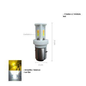 BOMBILLO LED 3 LADOS AMARILLO/BLANCO FIJA CERAMICO BA20D SY007093