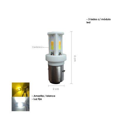 BOMBILLO LED 3 LADOS AMARILLO/BLANCO FIJA CERAMICO BA20D SY007093