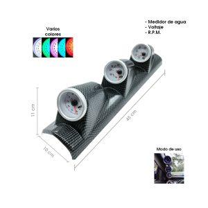 MEDIDORES BASE TRIPLE CARBON AMP/TEMP/TACOMETRO SY-YB0003A