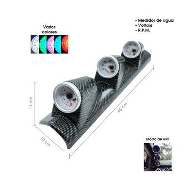 MEDIDORES BASE TRIPLE CARBON AMP/TEMP/TACOMETRO SY-YB0003A