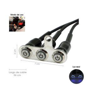 SWITCH DE LUCES P/ MOTO TRIPLE AZUL C/CABLE 48 CM SY-KG0234